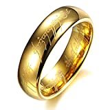 BOMSI The One Ring Lord The Rings Style Tungsten Ring Gold Color Lord Rings Laser Etched