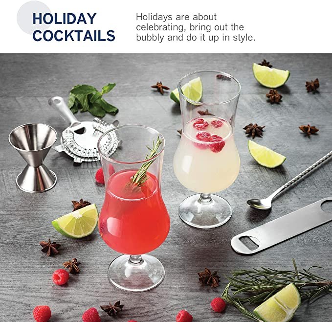 Bormioli Rocco (Set of 4) Cocktail Glasses Tulip Shaped - 17 Ounce Pina Colada Glass, Hurricane Glasses for Drinking Full Bodied Beer, Water, Juice, Lead-Free Bar Glass Italian Crafted Beer Glasses
by Bormioli Rocco
