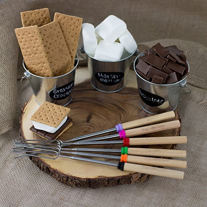 TripWorthy 15469 Marshmallow Roasting Sticks & Bonus 10 Bamboo Skewers (Kid Friendly) - Set of 8, 32 Inches, Blue, Red, Green, Orange, Purple, Pink, Yellow, Black
Brand: Tripworthy