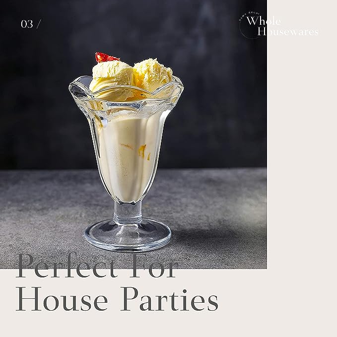 WHOLE HOUSEWARES | Ice Cream Sundae Glasses Set of 6 | Glass Tulip Sundae Cups | 5.6 Ounce Set of 6 | Glass Ice Cream Dessert and Soda Bowls | Ice Cream Sundae Bowls
Visit the WHOLE HOUSEWARES Store
