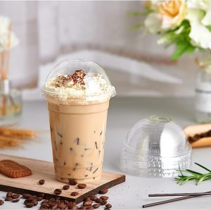 Lilymicky [100 Sets 12 oz Clear Plastic Cups With Dome Lids, Disposable Plastic Drinking Cups, 12 oz Parfait Cups for Ice Coffee, Smoothie, Bubble Boba