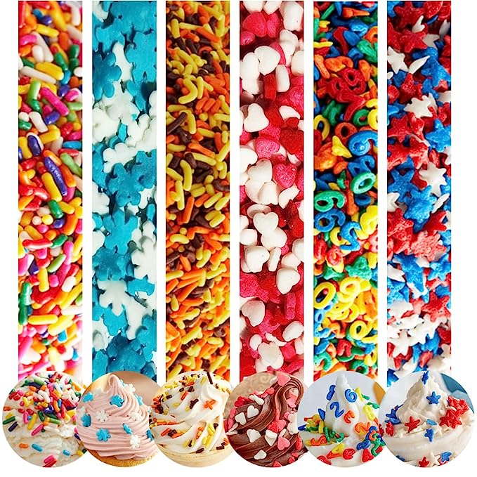 Sprinkles Variety Bundle for Cake Topper Cupcake Decorating Ice Cream Baking Edible Autumn Halloween Blue Snow Flakes Red Pink Mini Hearts Rainbow Colors Patriotic Stars Number Sprinkle Blend Set 5.76oz (163g) (Variety 18 Pack)
Brand: TrulSale