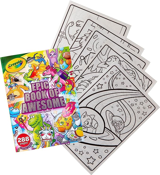 Crayola Epic Book of Awesome, All-in-One Coloring Book Set, 288 Pages, Kids Indoor Activities, Gift