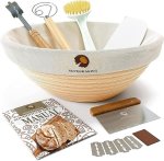 Superbaking Bread Proofing Basket, Round 9 inch Sourdough Starter Kit, Proofing Basket for Bread baking, Bread Making Supplies Tools, Banneton Basket Gift Set
#HomemadeBreadDay