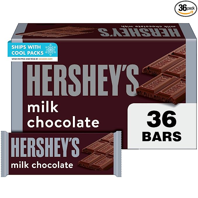 HERSHEY'S Milk Chocolate Candy Bars, 1.55 oz (36 Count)