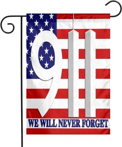 DGFhk Outdoor 12x18inch Garden Flag Double Sided 9/11 September 11th We Will Never Forget Decorative Flag Fade Resistant Banner for Yard Lawn Home Decor