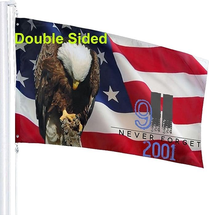 Double Sided Outdoor 3x5ft Flag 9/11 Never Forget Flag Home Garden Decoration Flag Durable Fade Resistant For All Weather Outdoor