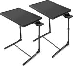 HUANUO Adjustable TV Trays - TV Tray Tables on Bed & Sofa, Adjustable Laptop Table as TV Food Tray, Work Tray with 6 Heights & 3 Tilt Angles Adjustable (2 Pack)