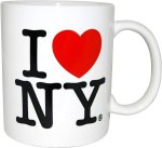 I Love New York Colorful Mugs- 11 oz Double Sided I Love NY Mugs in Colors Yellow, Pink, Orange, Blue, Purple, Black and White Souvenirs (White)