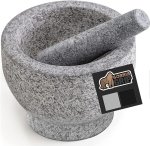Gorilla Grip 100% Granite Slip Resistant Mortar and Pestle Set, Stone Guacamole Spice Grinder Bowls, Large Molcajete for Mexican Salsa Avocado Taco Mix Bowl, Kitchen Cooking Accessories, 1.5 Cup, Gray