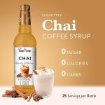 Jordan's Skinny Syrups Sugar Free Coffee Syrup, Chai Flavor Drink Mix, Zero Calorie Flavoring for Chai Latte, Protein Shake, Food and More, Gluten Free, Keto Friendly, 25.4 Fl Oz, 1 Pack