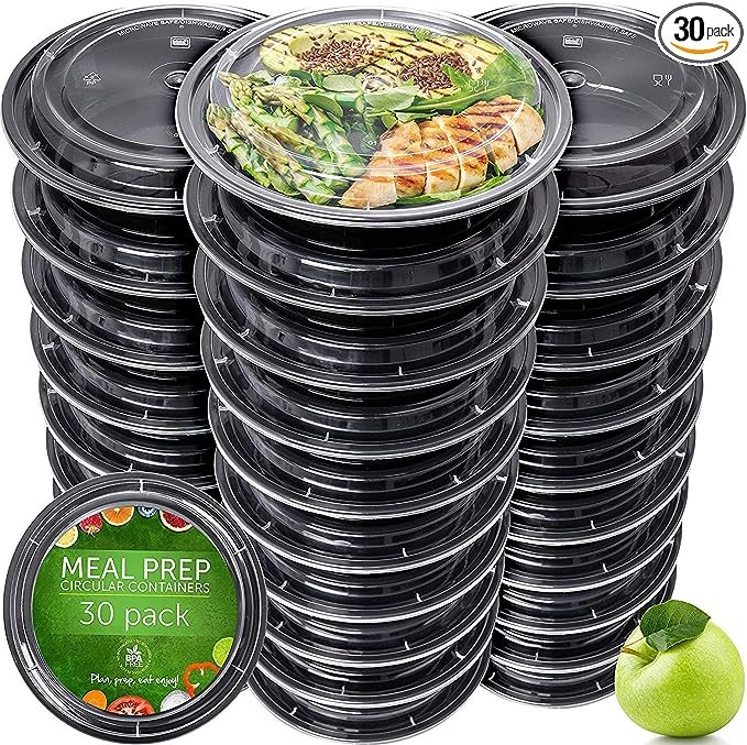 Meal Prep Containers - Reusable Plastic Containers with Lids - Disposable Food Containers Meal Prep Bowls - Lunch Containers by Prep Naturals, 30 Pack