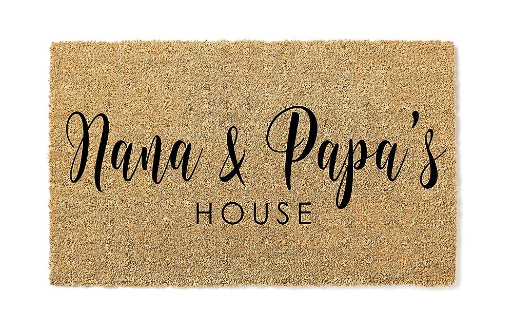 Customizable Grandparent's Day Gift for Grandparents | Nana and Papa's House | Grandpa Grandma Doormat | Nanny | Nana | Granny Door Mat - Premium Quality, Thick Coir & Made in the USA
