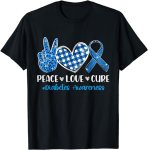 Peace Love Cure Grey Blue Ribbon Diabetes Awareness T-Shirt
#WorldDiabetesDay