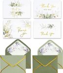 Winoo Design 100 PK Luxurious Gold Thank You Cards with Envelopes Bulk Sage Green - 5x3.5 Inches Wedding Thank You Notes Baby Shower Greenery Bridal Shower Small Business
#NationalThankYouNoteDay