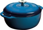 Lodge 6 Quart Enameled Cast Iron Dutch Oven with Lid – Dual Handles – Oven Safe up to 500° F or on Stovetop - Use to Marinate, Cook, Bake, Refrigerate and Serve – Blue#NationalChiliDay