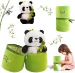 Emoin Panda Stuffed Animals Panda Bamboo Plush Toy 11.8 Inch Bamboo Tube Panda Pillow Stuffed Panda Bear Plushies Panda Doll Gifts for Boys Girls#NationalPandaDay