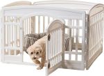 IRIS USA 24" Exercise 4-Panel Pet Playpen with Door, Dog Playpen, Puppy Playpen, for Puppies and Small Dogs, Keep Pets Secure, Easy Assemble, Fold It Down, Easy Storing, Customizable, White#NationalPuppyDay