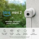All-New Blink Mini 2 + Weather Resistant Adapter — Plug-in smart security camera, indoor/outdoor, HD night view in color, built-in spotlight, two-way audio, motion detection, Works with Alexa (White)#NationalPhotographyMonth