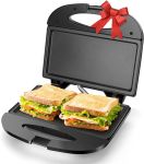 Aigostar Sandwich Maker with Non-stick Deep Grid Surface for Egg, Ham, Steaks Compact Electric Grill Tostadora de Pan Black, ETL Certificated, Roy#GrilledCheeseSandwichDay