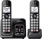 Panasonic Cordless Phone with Answering Machine, Advanced Call Block, Bilingual Caller ID and Easy to Read High-Contrast Display, Expandable System with 2 Handsets#NationalTelephoneDay