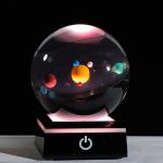 3D Crystal Ball with Solar System Model and LED lamp Base, Clear 80mm (3.15 inch), Best Birthday Girlfriend Gift, Teacher of Physics, Classmates and Kids Gift#NationalSpaceDay