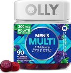 OLLY Men's Multivitamin Gummy, Overall Health and Immune Support, Vitamins A, C, D, E, B, Lycopene, Zinc, Adult Chewable Vitamin, Blackberry, 45 Day Supply - 90 Count#MensHealthMonth