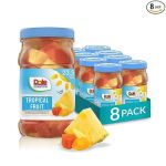 Dole Fruit Jars, Tropical Fruit in 100% Fruit Juice, Pineapple & Papaya, Gluten Free, Pantry Staples, 23.5 Oz Resealable Jars, 8 Count#FruitCocktailDay