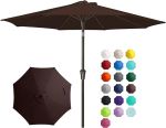 JEAREY 9FT Outdoor Patio Umbrella Outdoor Table Umbrella with Push Button Tilt and Crank, Market Umbrella 8 Sturdy Ribs UV Protection Waterproof for Garden, Deck, Backyard, Pool#Summersgiving