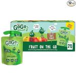 GoGo squeeZ Fruit on the Go, Apple Apple, 3.2 oz (Pack of 20), Unsweetened Fruit Snacks for Kids, Gluten Free, Nut Free and Dairy Free, Recloseable Cap, BPA Free Pouches#ApplesauceCakeDay