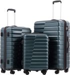 COOLIFE Expandable Suitcase PC ABS TSA Luggage 3 Piece Set Lock Spinner Carry on (Teal blue)#WannaGetAwayDay