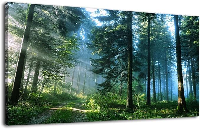 arteWOODS Green Forest Canvas Wall Art Living Room Wall Decor Large Nature Pictures Canvas Artwork Contemporary Wall Art Modern Landscape Pine Trees for Kitchen Office Home Decoration 20" x 40"#NaturePhotographyDay