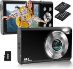 Digital Camera, Autofocus UHD 4K Vlogging Camera with 32GB Card, 48MP 16X Digital Zoom Digital Camera, Anti-Shake Portable YouTube Compact Point Shoot Camera for Teens Adult Beginner(Black)#nationalcameraday