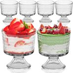 6 Pack Footed Glass Dessert Cups, 10 Oz Crystal Glass Trifle Cups, Glass Vintage Ice Cream Bowls for Dessert, Sundae, Ice Cream, Fruit, Salad, Snack, Cocktail, Condiment#NationalStrawberryParfaitDay