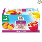 Dole Fruit Bowls Peaches in Strawberry Flavored Gel Snacks, 4.3oz 12 Total Cups, Gluten & Dairy Free, Bulk Lunch Snacks for Kids & Adults#EatYourJelloDay