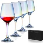 Red Wine Glasses Iridescent Wine Glass Stemware Crystal Wine Glasses Rainbow Wine Glasses for Wine Tasting , Wedding Gift, Anniversary, Christmas, Birthday (Set of 4)#StrawberryRhubarbWineDay