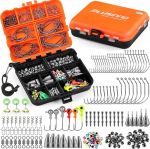 PLUSINNO 201pcs Fishing Accessories Kit, Fishing Tackle Box with Tackle Included, Fishing Hooks, Fishing Weights, Round Split Shot,Fishing Gear for Bass, Trout, Catfish#NationalCatfishMonth