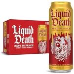 Liquid Death, Rest In Peach Iced Tea, 8-Pack (King Size 19.2oz Cans), Peach Flavored Tea Sweetened With Real Agave, B12 & B6 Vitamins, Low Calorie & Low Sugar#NationalPeachDay