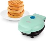 DASH Mini Waffle Maker - 4” Waffle Mold, Nonstick Waffle Iron with Quick Heat-Up, PTFE Nonstick Surface - Perfect Mini Waffle Maker for Kids and Families, Just Add Batter (Aqua)#NationalWaffleDay#waffles