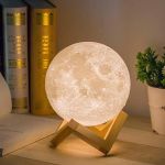 Mydethun 3D Moon Lamp with 5.9 Inch Wooden Base - Mothers Day Gift, LED Night Light, Mood Lighting with Touch Control Brightness for Home Décor, Bedroom, Women Kids Moonlight - White & Yellow#NationalThoughtfulDay