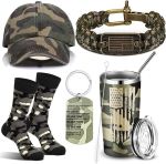 Suclain 5 Pcs Veterans Gifts for Men Military Gifts Camouflage Tumbler Stockings Hat Key Chain Bracelet for Dad Men Fathers Boyfriend Brother, Birthday Gifts for Men
#NationalThoughtfulDay