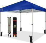 CROWN SHADES 8x8 Pop Up Canopy - Beach Tent with One Push Setup - Outdoor Sun Shade for Events, Parties, Camping - Gazebo with STO-N-Go Cover Bag, Silver Coated Top, 3 Height& 4 Sand Bags, Blue#tailgating#tailgate#nationaltionaltaigaiting#n ationaltailgaitingday
