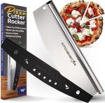 16" Pizza Cutter Rocker Blade by KitchenStar - Sharp Stainless Steel Slicer Knife w Protective Cover, Dishwasher Safe Pizza Oven Accessories, Silver#NationalCheesePizzaDay