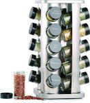 Orii 20 Jar Spice Rack with Spices Included - Revolving Tower Organizer for Kitchen Spices and Seasonings, Free Spice Refills for 5 Years (Stainless Steel)#NationalSpiceBlendDay