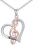 Music Note Necklace for Women Treble Clef Silver Necklace Heart Treble Clefs Pendant Jewelry Birthday Thanksgiving Day Gift for Music Teacher#UniversalMusicDay