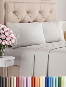 Queen Size 4 Piece Sheet Set - Comfy Breathable & Cooling Bed Sheets Set - Hotel Luxury Bedding for Women, Men, Kids & Teens - Deep Pockets, Easy-Fit, Soft and Wrinkle Free - Oeko-Tex - French Grey#anniversarygift