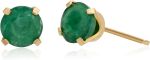 Natural Gemstone Round Stud Earrings for Women in 14k Yellow or White Gold with Push Back 5 mm Birthstone by Lavari Jewelers
