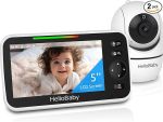 HelloBaby No WiFi Baby Monitor 5" Screen 30-Hour Battery Pan-Tilt-Zoom Video Upgrade with Camera and Audio, Night Vision, VOX, 2-Way Talk, 8 Lullabies and 1000ft Range#BabySafetyMonth