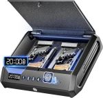 Large Biometric Gun Safe fits 4 pistols, 100 Sets of Fingerprint Handgun Safe with Internal Light & Silent Mode, Emergency Power Supply Gun Lock Box for Home Bedroom Bedside Nightstand and Car TOPMEDA#SeptemberBirthday#SaunterThroughSeptember