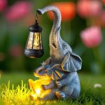 ZQQLITE Solar Elephant Statue Lights Outdoor Garden Decoration, Elephant Statue with Solar...#ElephantAppreciationDay